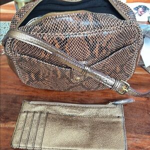G.I.L.I. Brown Crossbody Bag with Snakeskin Pattern